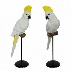 MALMAR 39cm White Cockatoo Bird On Stand - Australian Tropical Parrot Ornament Figurine