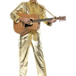 Rubies/Smiffys/Dr.Toms Costumes 70s American Eagle Elvis Presley Black Gold White Suit Mens Costume