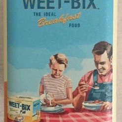 AUSSIE IMPORTS Sanitaruim Weet Bix Box Metal Tin 1960s Vintage Retro Container