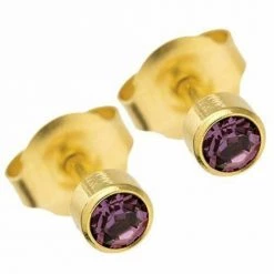 AliExpress Gold Birthstone Stud Earrings Sensitive Ears Stainless Steel Bezel Settings Pear