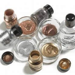 Tomfoolery Costume Accessories Mehron Metallic Powder & Mixing Liquid Face Body Paint Make Up GOLD SILVER