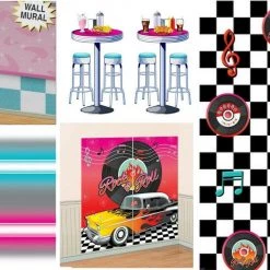 Balloon Agencies 50s Classic Soda Shop Backdrop Wall Decoration Scene Setter Insta-Theme Props