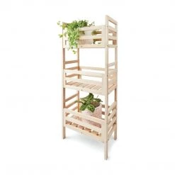 Kmart 3 Tier Modular Adjustable Wood Plant Stand Indoor Outdoor Garden Home Decor Home & Garden