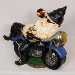MALMAR Home & Garden 30cm DRUNK GNOME BIKER Bike Garden Outfitted Ornament Figurine Statues Christmas