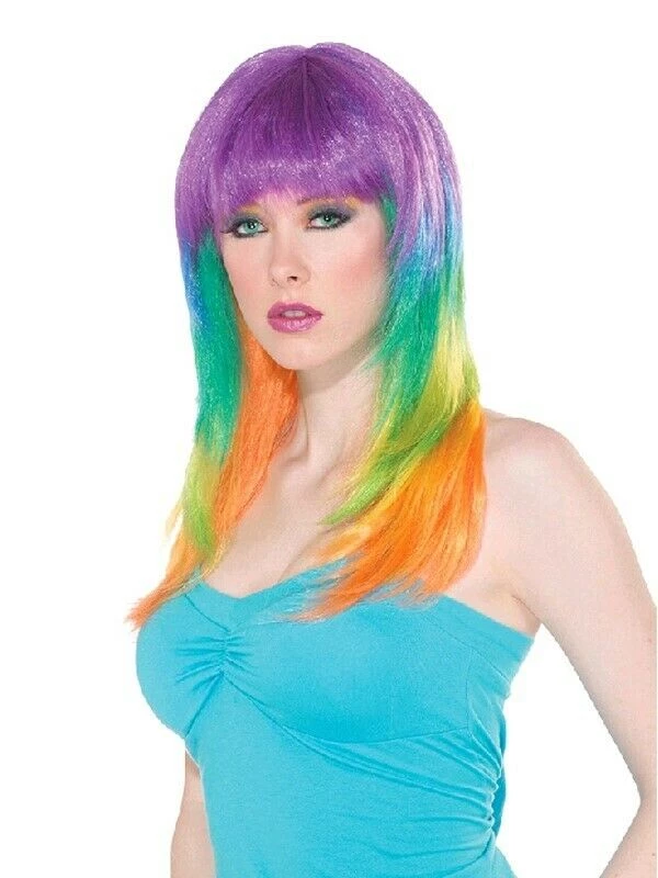 Rubie's Club Candy 80s Neon Rainbow Ladies Wig 3 Rubie's Club Candy 80s Neon Rainbow Ladies Wig