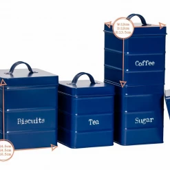 RINKIT Set Of 4 Vintage Kitchen Canisters Tea Coffee Sugar Biscuit Home Decor