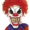 Smiffys Scary Evil Killer Circus Clown Mask Halloween Costume With Red Fiery Wig Hair
