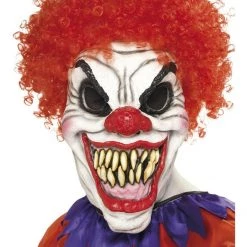 Smiffys Scary Evil Killer Circus Clown Mask Halloween Costume With Red Fiery Wig Hair