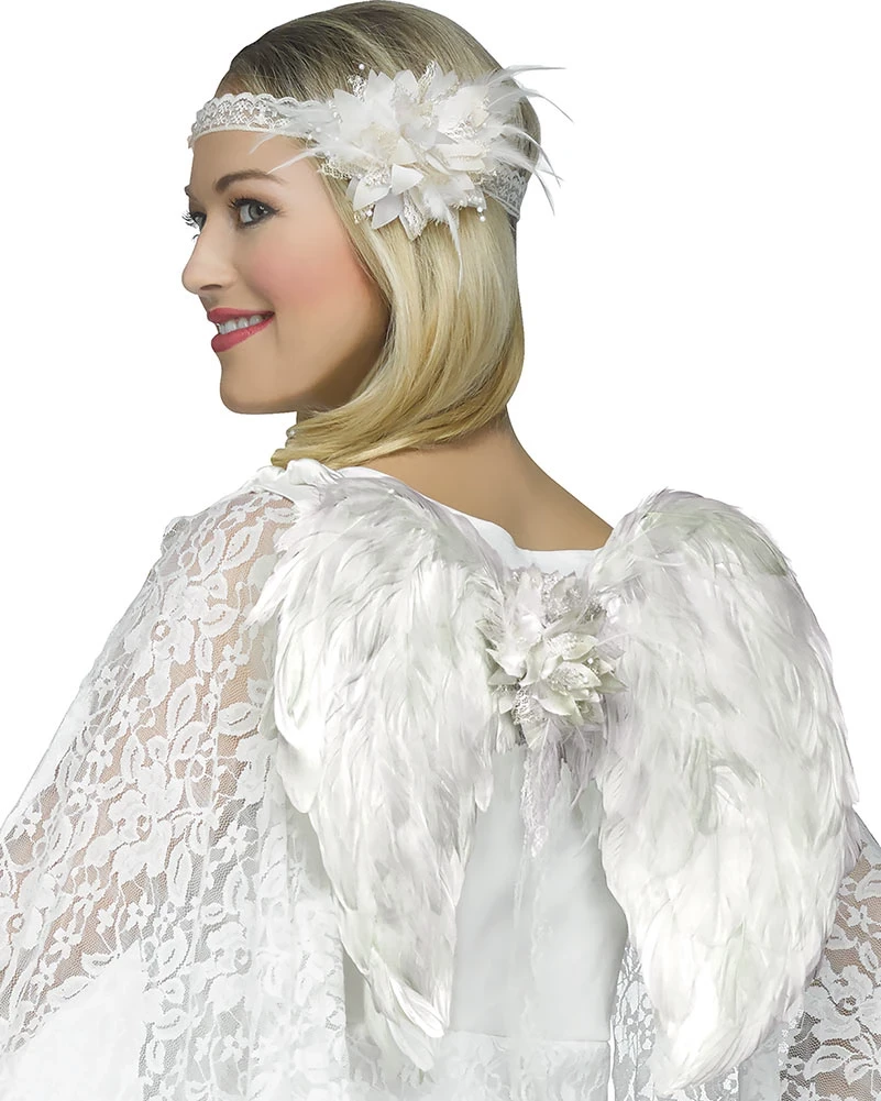 Sweidas White Deluxe Angel Wings And Headpiece Set Ladies Costume Accessory 1 Sweidas White Deluxe Angel Wings And Headpiece Set Ladies Costume Accessory