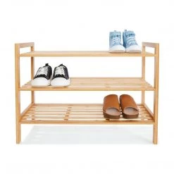 Kmart Shoe Rack Shelf Bamboo Cabinet Storage Shoe Organiser 3 Tiers Shelves Stackable Home & Garden