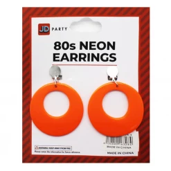 JD Party Teardrop Fluro Earrings Neon 80s Retro Rock Star Jewellery Costume Accessory