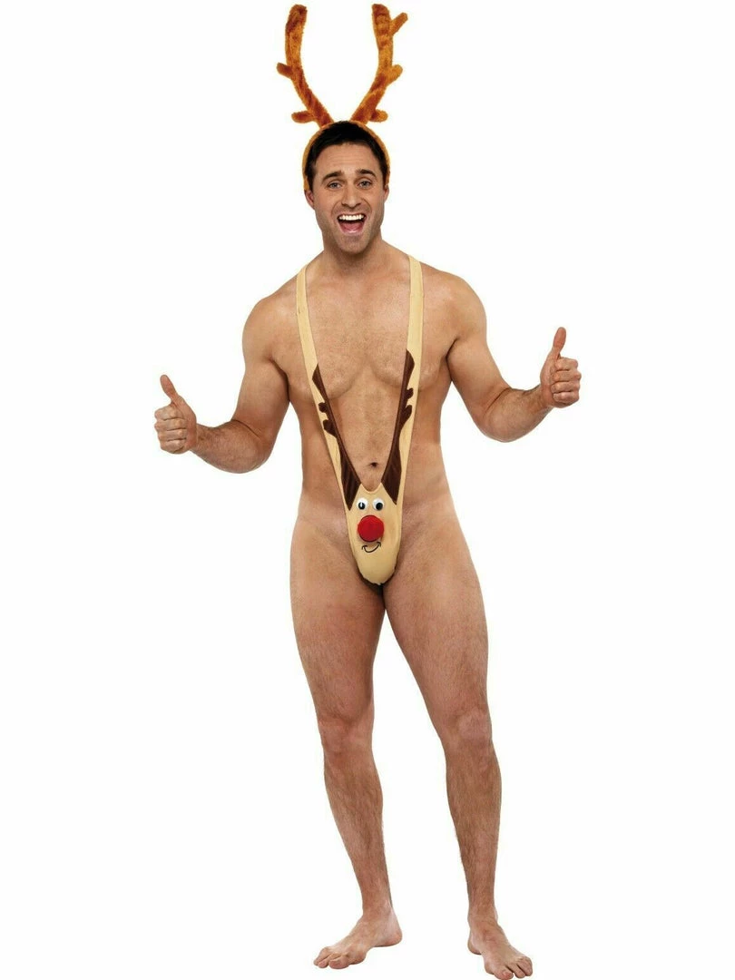 Smiffys Rudolph Reindeer Mankini Mens Christmas Costume And Antlers Christmas Adult Costumes 1 Smiffys Rudolph Reindeer Mankini Mens Christmas Costume And Antlers Christmas Adult Costumes