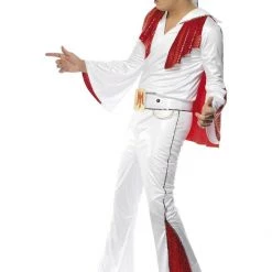 Rubies/Smiffys/Dr.Toms Costumes 70s American Eagle Elvis Presley Black Gold White Suit Mens Costume