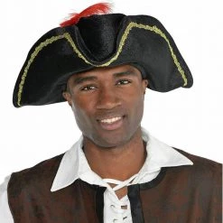 Balloon Agencies Costume Accessories Ivory Lace Up Pirate Shirt Pirate Belt & Buccaneer Pirate Hat Mens Costume Set