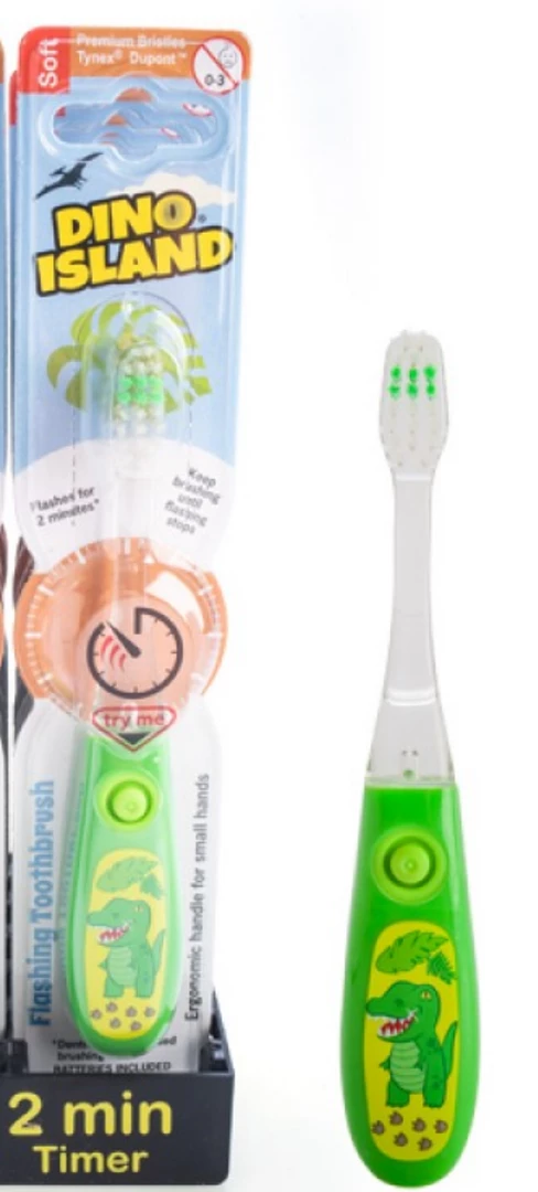 MDI Australia Green Dinosaur Light Up Toothbrush Kids For Ages 3+ Flashes For 2 Minutes Teeth Health & Beauty 1 MDI Australia Green Dinosaur Light Up Toothbrush Kids For Ages 3+ Flashes For 2 Minutes Teeth Health & Beauty