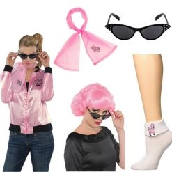 Unbranded Pink Ladies Scarf Cat Eyeglasses Socks Wig Costume Accessory