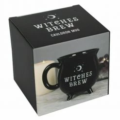 MAL Witches Brew Black Cauldron Coffee Mug Cup With Moon & Stars In Gift Box Home & Garden