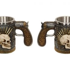 MAL 14cm Skull Gun Handle Beer Stein Halloween Mancave Home Decor Halloween Props/Decoration