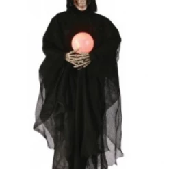 Unbranded Animated Grim Reaper Skeleton & Light Up Crystal Ball 150cm Halloween Prop