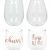 Balloon Agencies Cheers Rose All Day Stemless Wine Plastic Glasses Drinkware Party Supplies