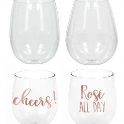 Balloon Agencies Cheers Rose All Day Stemless Wine Plastic Glasses Drinkware Party Supplies
