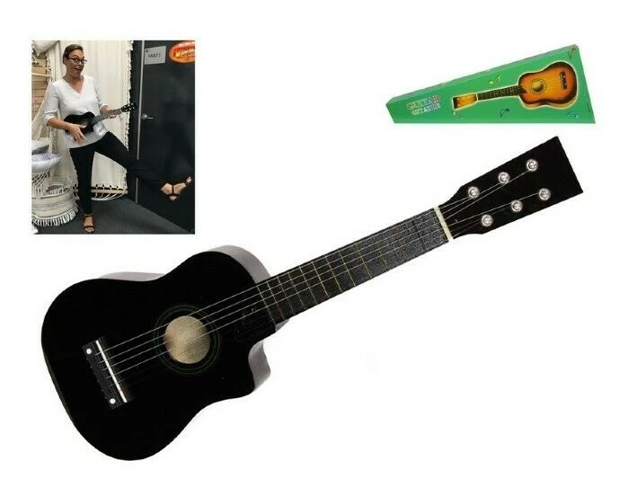 MAL Home & Garden 64cm 6 String Black Guitar In Colour Box Wooden Toy Guitar Novelty 1 MAL Home & Garden 64cm 6 String Black Guitar In Colour Box Wooden Toy Guitar Novelty