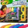 Home & Garden 6PC Crayola 3D Glitter Sidewalk Chalk Bright Colours With 3D Glasses