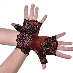 Tomfoolery 80s Madonna Gothic Ornate Lace Fingerless Ladies Gloves Costume Access