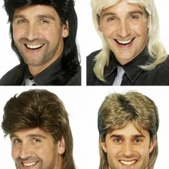 Unbranded Wigs Mens Black Blonde Brown Mullet Wig | Bogan 70s 80s Redneck Wig