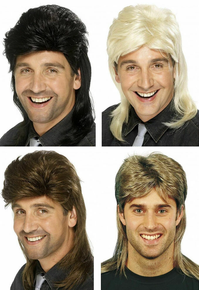 Unbranded Wigs Mens Black Blonde Brown Mullet Wig | Bogan 70s 80s Redneck Wig 1 Unbranded Wigs Mens Black Blonde Brown Mullet Wig | Bogan 70s 80s Redneck Wig