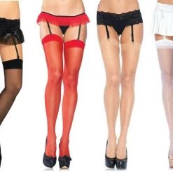 Tomfoolery Leg Avenue Sheer Thigh High Plus Size Tall Stockings Black Nude Red