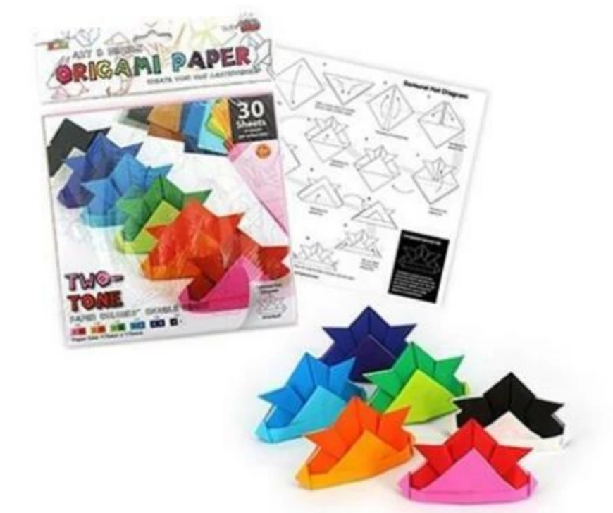 TNW Origami Paper 30 Double Sided Two Tone Multi Colour Sheets Instructions & Drawin 1 TNW Origami Paper 30 Double Sided Two Tone Multi Colour Sheets Instructions & Drawin