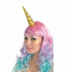 Balloon Agencies Unicorn Horn Gold Silver Rainbow Glittered Pastel Tail Costume Accessory Wigs