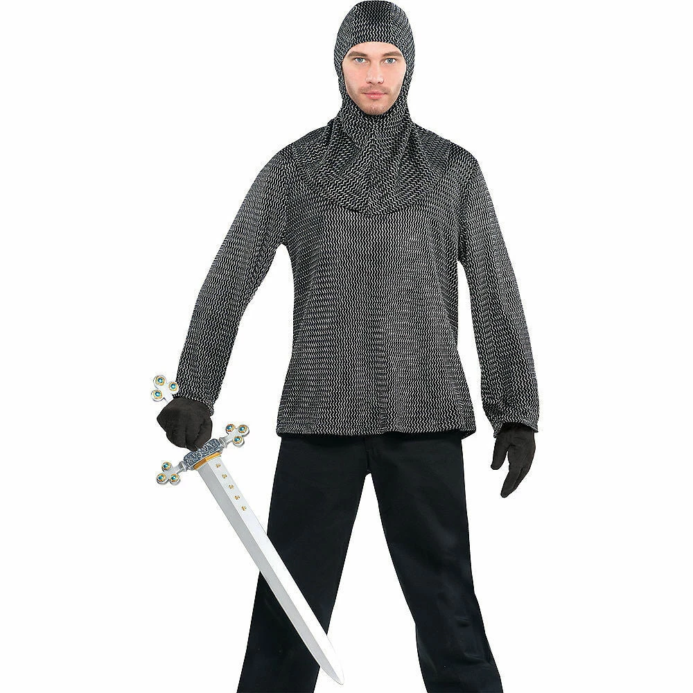 Balloon Agencies Chainmail Tunic & Hood Long Sleeved Top Men's Costume Costumes 1 Balloon Agencies Chainmail Tunic & Hood Long Sleeved Top Men's Costume Costumes