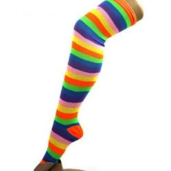 JD Party Over The Knee High Socks Striped Ladies Girls Women Cheerleader Pair Stripe Costume Accessories