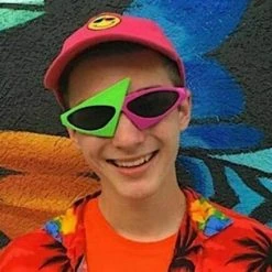 Amscan Costume Accessories Awesome 80s Sunglasses Assymetric Duo-Tone Hot Pink & Neon Green Glasses