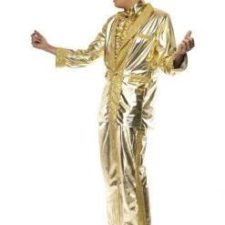 Rubies/Smiffys/Dr.Toms Costumes 70s American Eagle Elvis Presley Black Gold White Suit Mens Costume