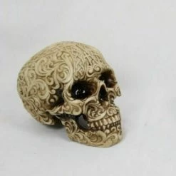 MALMAR Home & Garden Skull Head Skeleton Carved Halloween Statue Figurine Ornament Sculpture 14cm