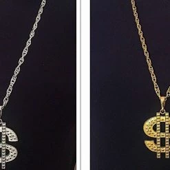 Aussie Toys Bling $ Dollar Sign Pimp Gangster Hip Hop Chunky Metal Necklace Silver Or Gold Costume Accessories 10 Aussie Toys Bling $ Dollar Sign Pimp Gangster Hip Hop Chunky Metal Necklace Silver Or Gold Costume Accessories