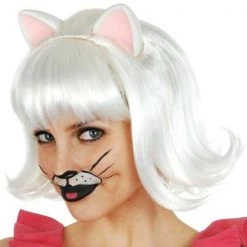 Tomfoolery Ginger Cat Auburn Snowdrop Cat White With Ears Fringe Deluxe Costume Accessory