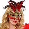 Balloon Agencies Deluxe Luxe Red Feather Venetian Ladies Masquerade Mask Costume Accessories