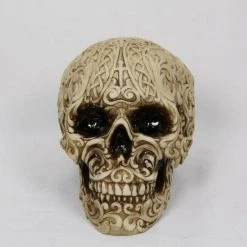 MALMAR Home & Garden Skull Head Skeleton Carved Halloween Statue Figurine Ornament Sculpture 14cm