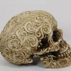 MALMAR Home & Garden Skull Head Skeleton Carved Halloween Statue Figurine Ornament Sculpture 14cm