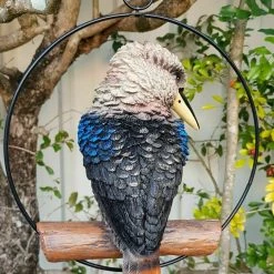 MALMAR 25cm Realistic Kookaburra Bird In Hanging Ring Australian Native Garden Ornament Home & Garden