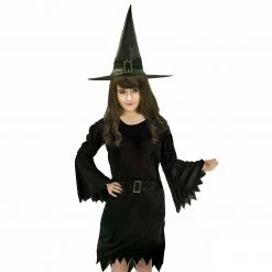 Unbranded Halloween Costumes Classic Witch Costume Black Orange Dress Halloween Kids Dress Up With Hat