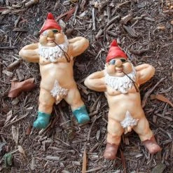 MALMAR 27cm Nudie Sun-baking Gnome Statue Figurine Sculpture Garden Ornament Gift