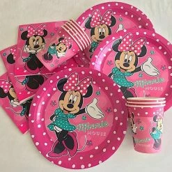 Balloon Agencies Minnie Mouse Party Supplies Pack 40, 8 Plates, 8 Cups, 8 Lootbags, 16 Napkins