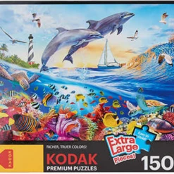 Kmart Kodak Premium 1500 Piece Jigsaw Puzzle Playful Dolphins Kids 10+ To Adults Game