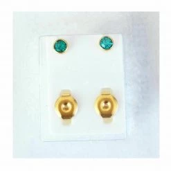 AliExpress Gold Birthstone Stud Earrings Sensitive Ears Stainless Steel Bezel Settings Pear