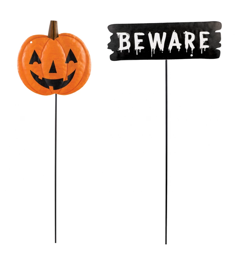 Unbranded Halloween Props/Decoration Pumpkin And Beware Small Metal Shaped Yard Stake Halloween Decoration 1 Unbranded Halloween Props/Decoration Pumpkin And Beware Small Metal Shaped Yard Stake Halloween Decoration